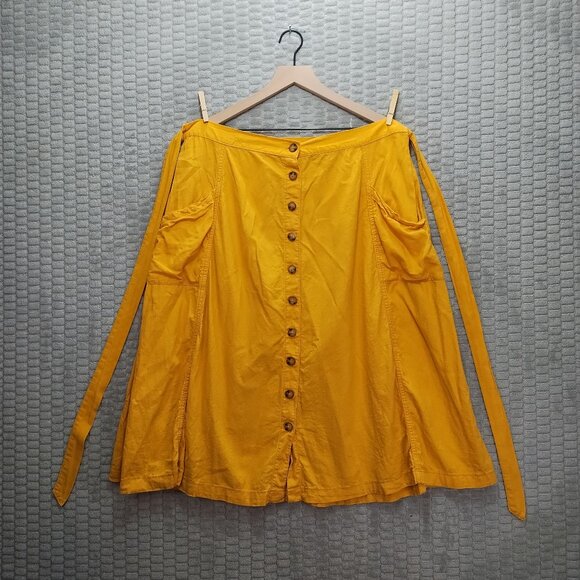 a.n.a-Midi Wrap Skirt Mustard Yellow-Buttons-Pockets-Linen Blend-Size 20T - Picture 1 of 9